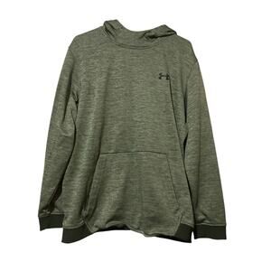 Under Armour Men's Pullover Hoodie Logo Polyester Green Size 2XL Loose Coldgear
